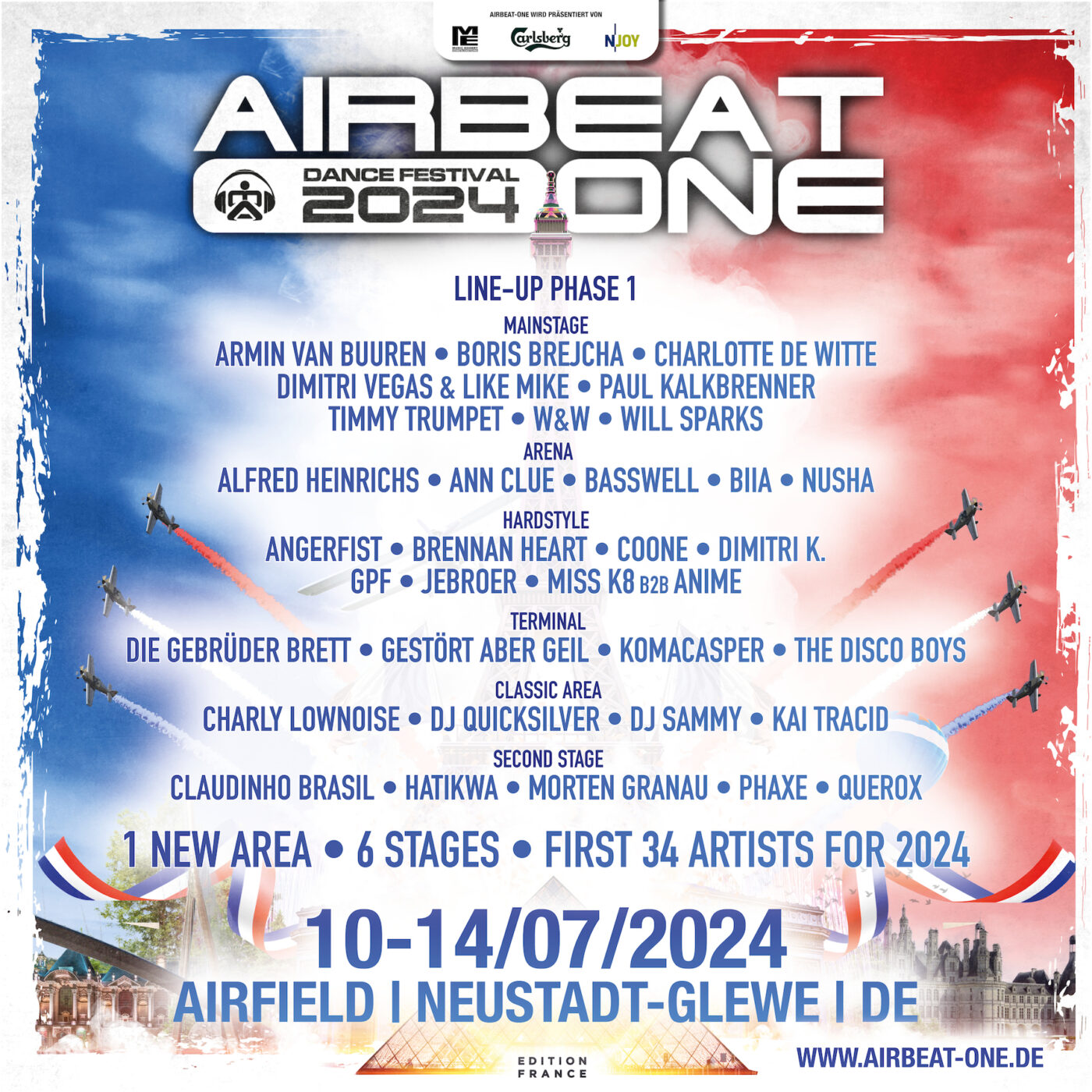 AIRBEAT ONE Festival 2024 Line Up Phase 1 Eine neue Area, 6 Stages